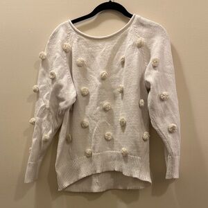 Lou & Grey Cozy White Pom-Pom Sweater